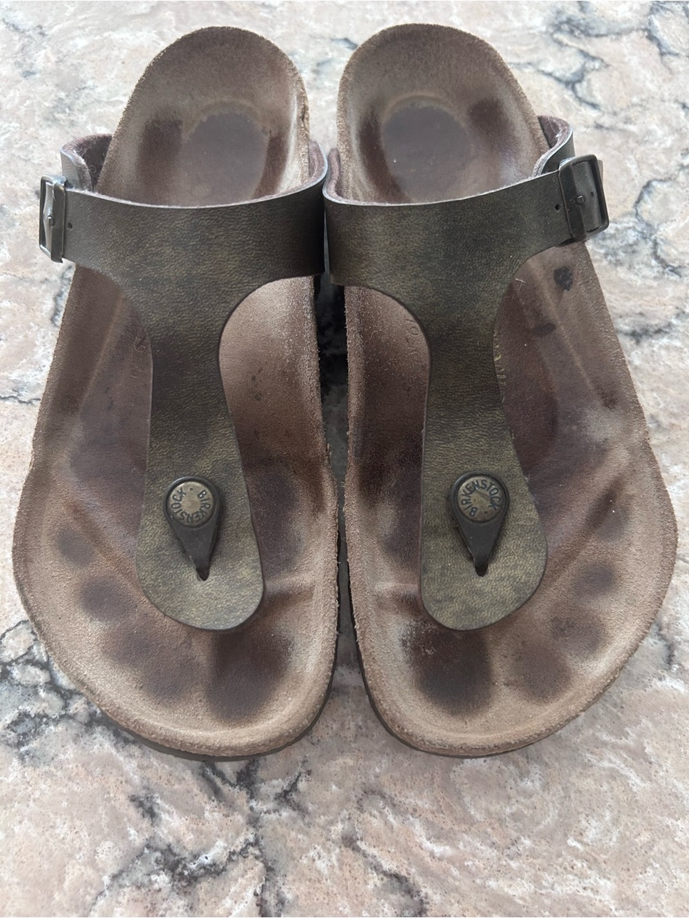 Birkenstock Brown T‑Strap Thong Sandals